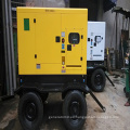 Generador diesel silencioso 380V 20kVA de la fase tres con el generador diesel portable de 4 ruedas 20kVA